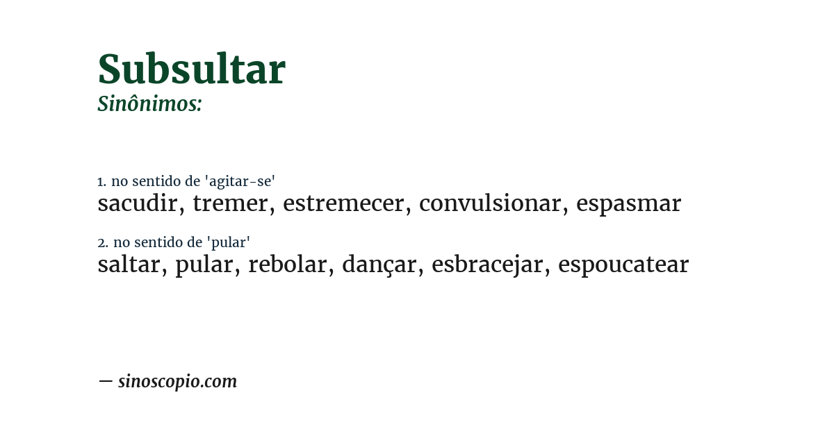Sinônimo de subsultar