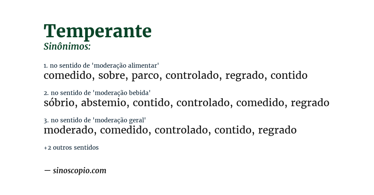 Sinônimo de temperante