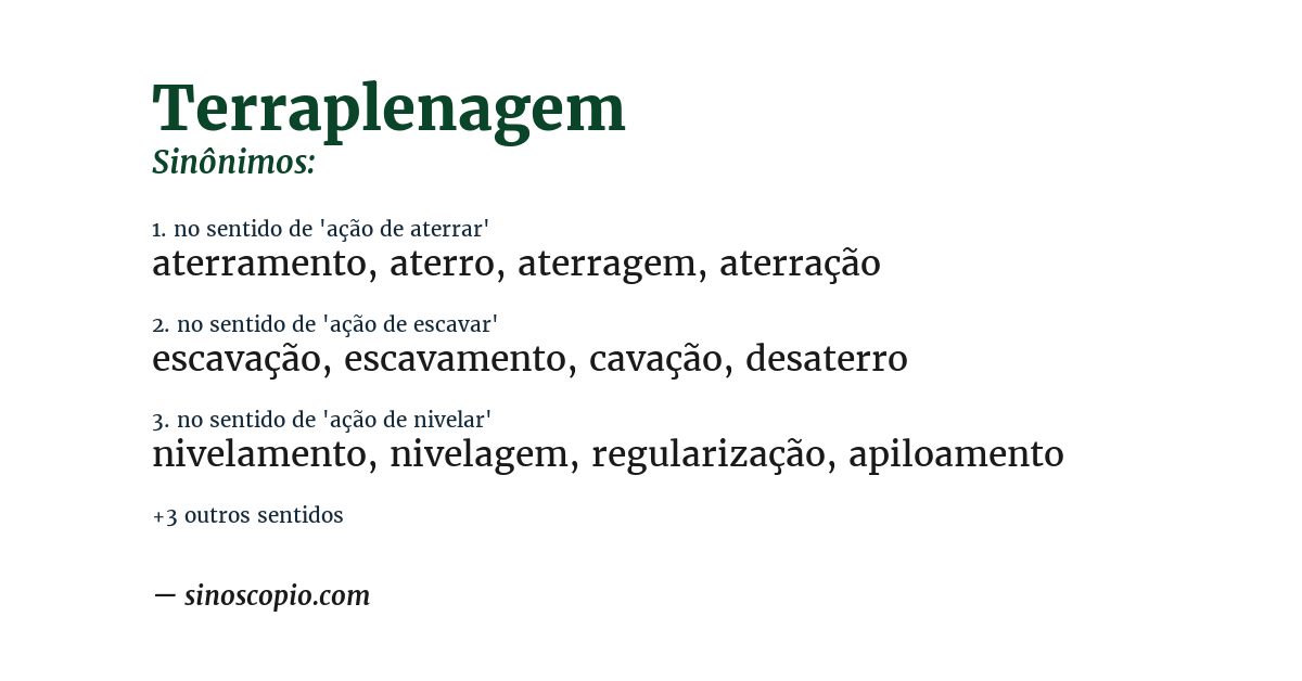Sinônimo de terraplenagem