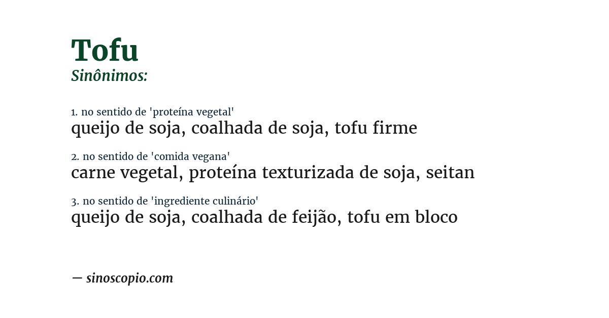 Sinônimo de tofu