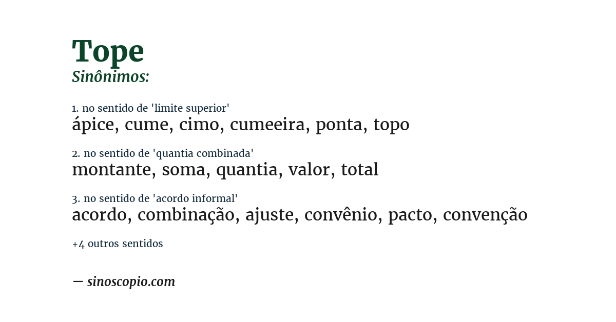 Sinônimo de tope