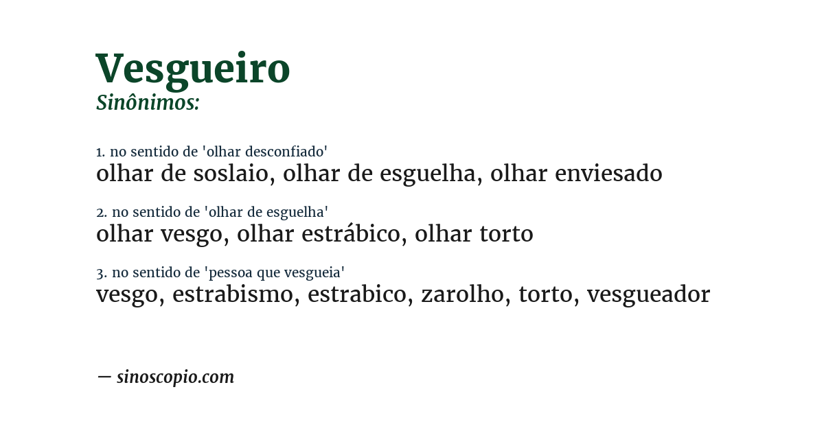Sinônimo de vesgueiro