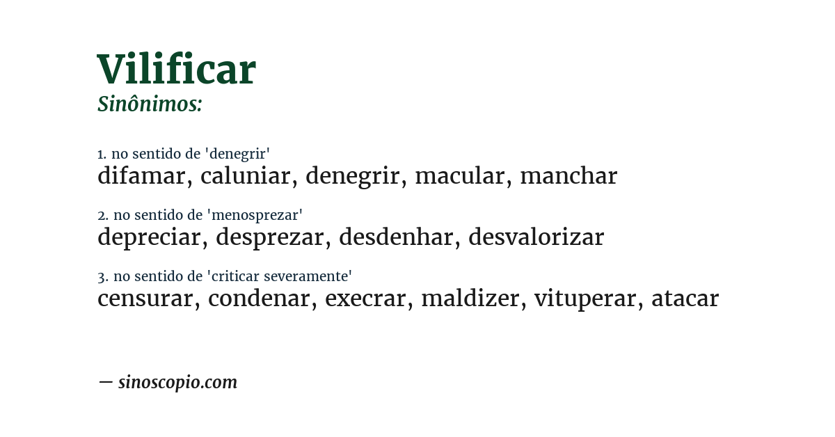 Sinônimo de vilificar