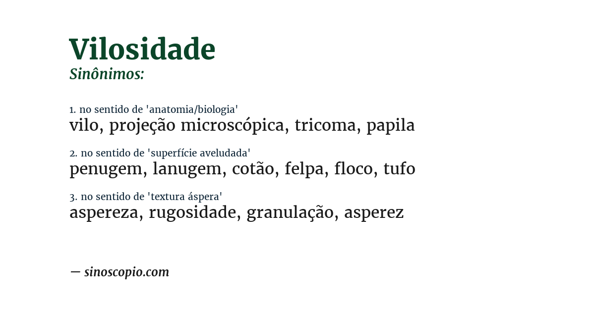 Sinônimo de vilosidade