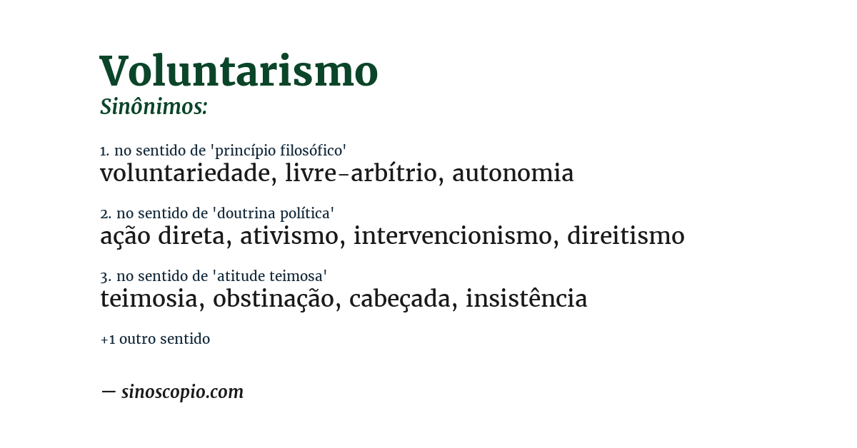 Sinônimo de voluntarismo