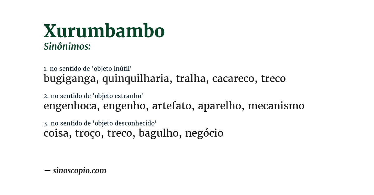 Sinônimo de xurumbambo