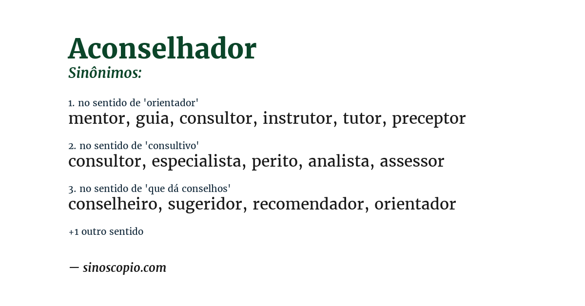 Sinônimo de aconselhador