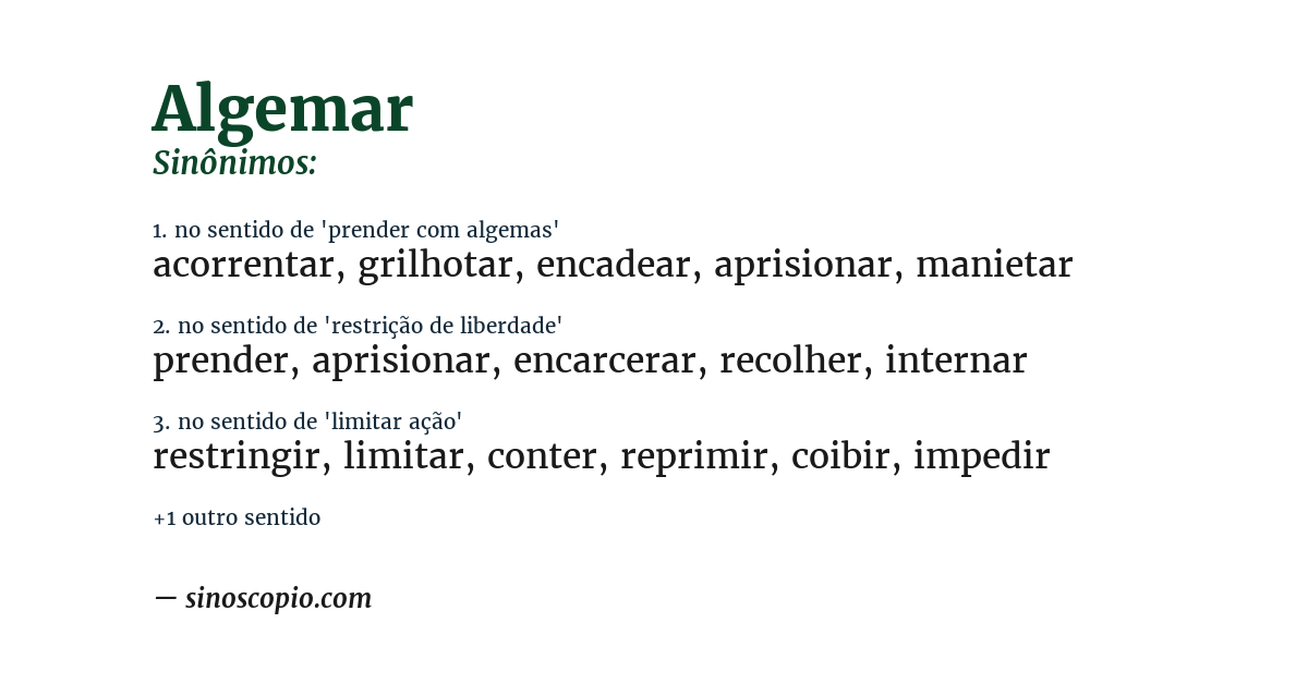 Sinônimo de algemar