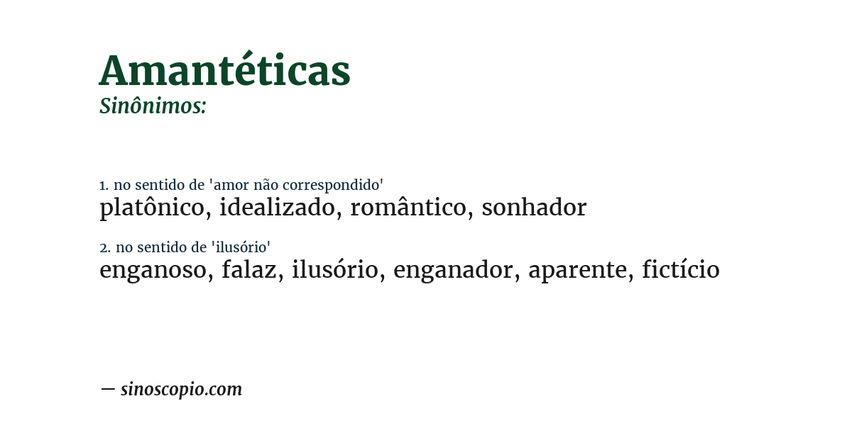 Sinônimo de amantéticas