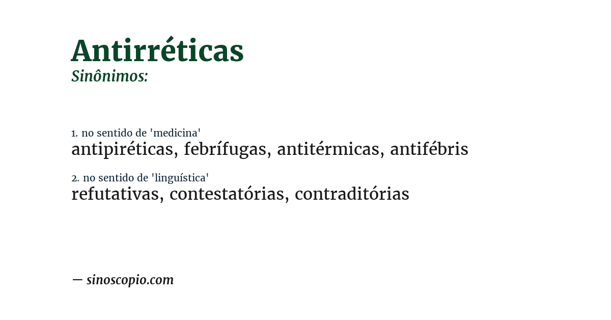 Sinônimo de antirréticas