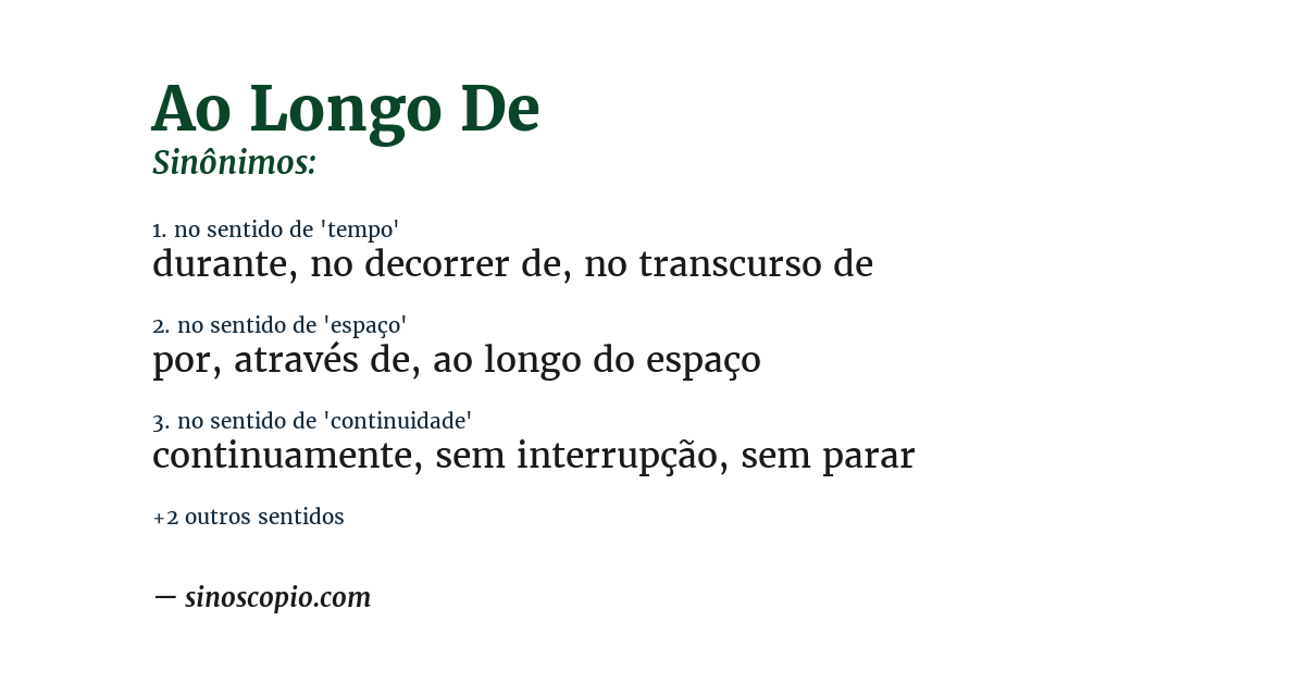 Sinônimo de ao longo de