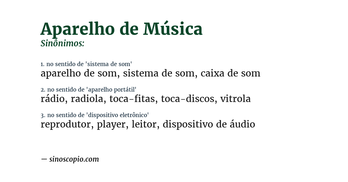 Sinônimo de aparelho de música