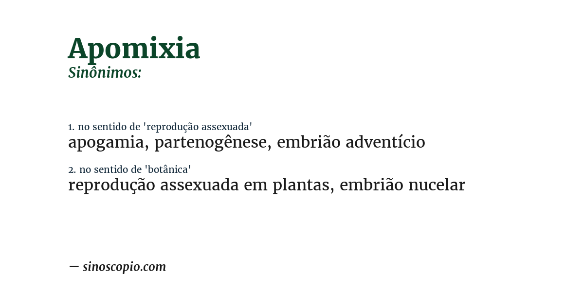 Sinônimo de apomixia