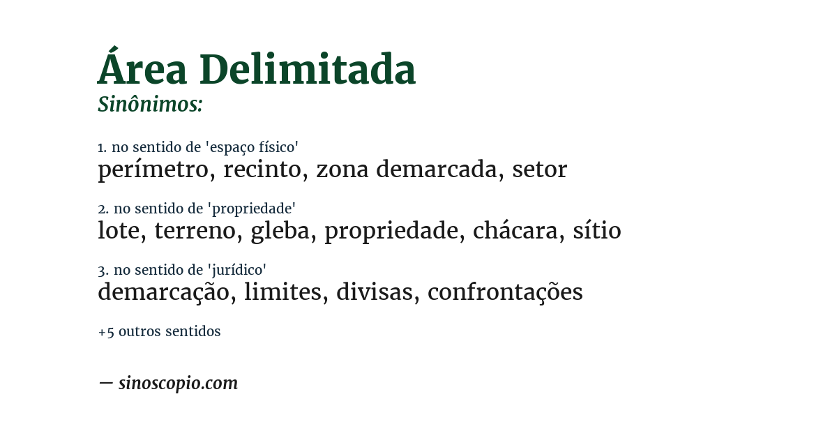 Sinônimo de área delimitada