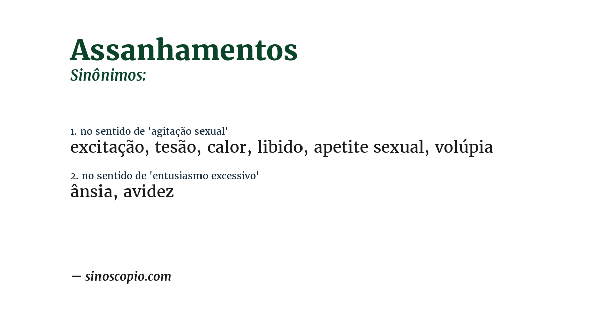 Sinônimo de assanhamentos
