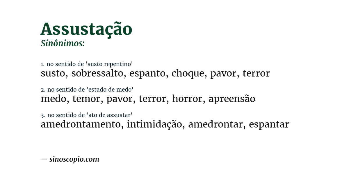 Sinônimo de assustação