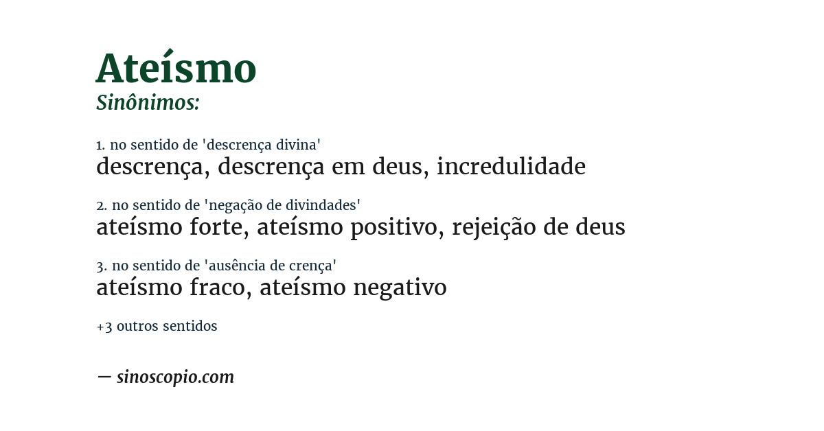 Sinônimo de ateísmo