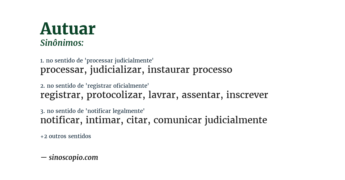 Sinônimo de autuar