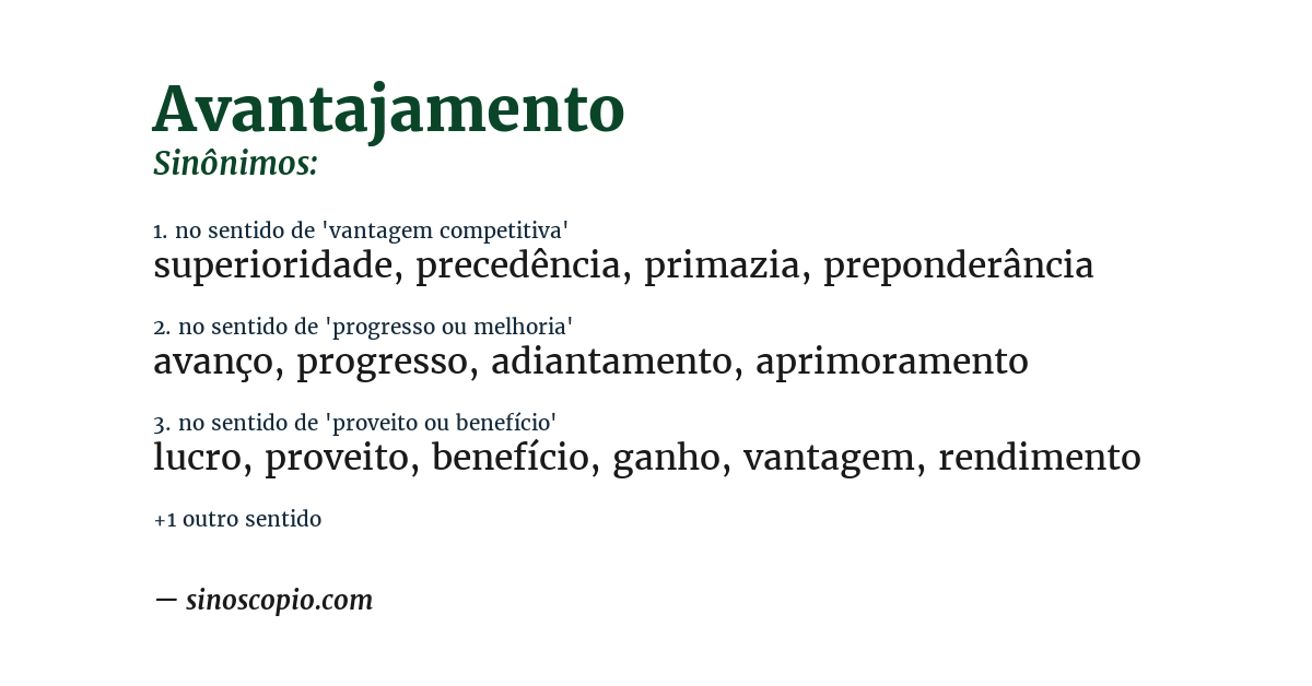 Sinônimo de avantajamento