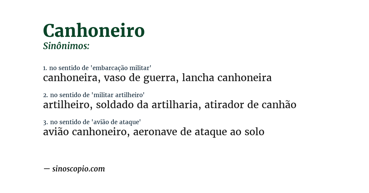 Sinônimo de canhoneiro