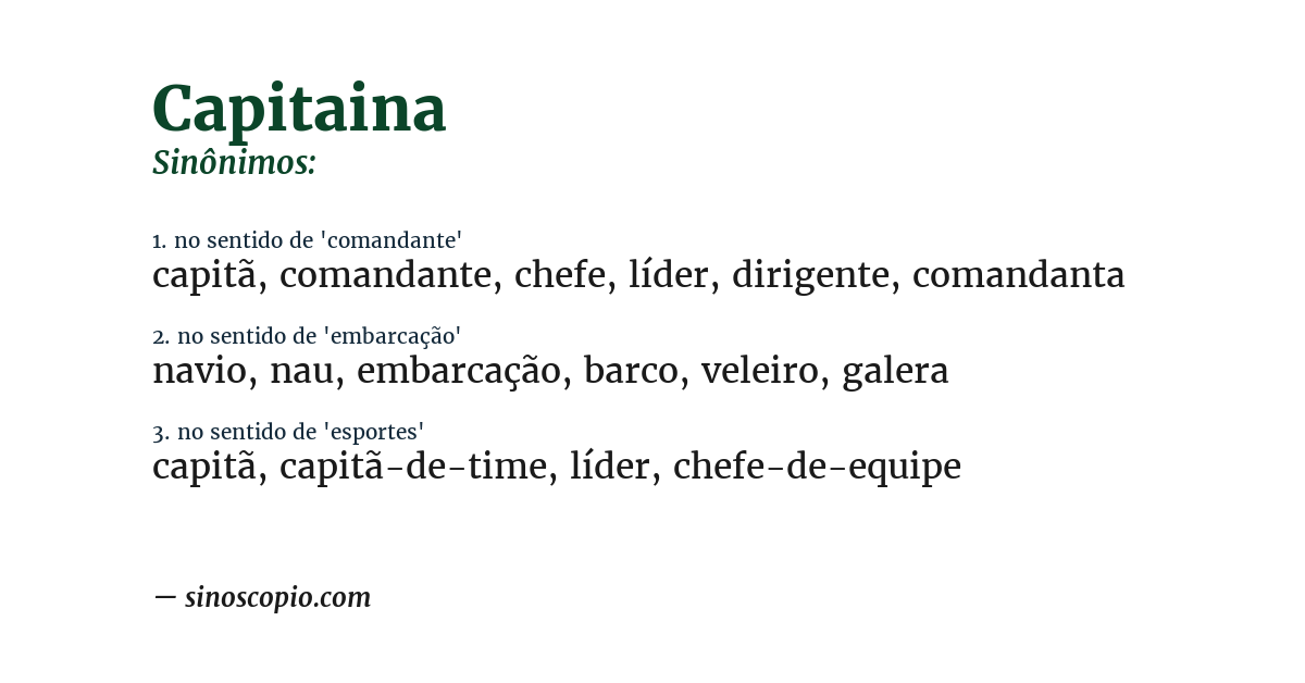 Sinônimo de capitaina
