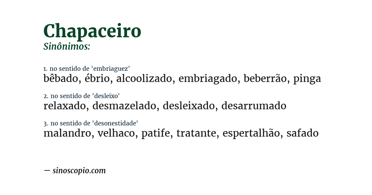 Sinônimo de chapaceiro