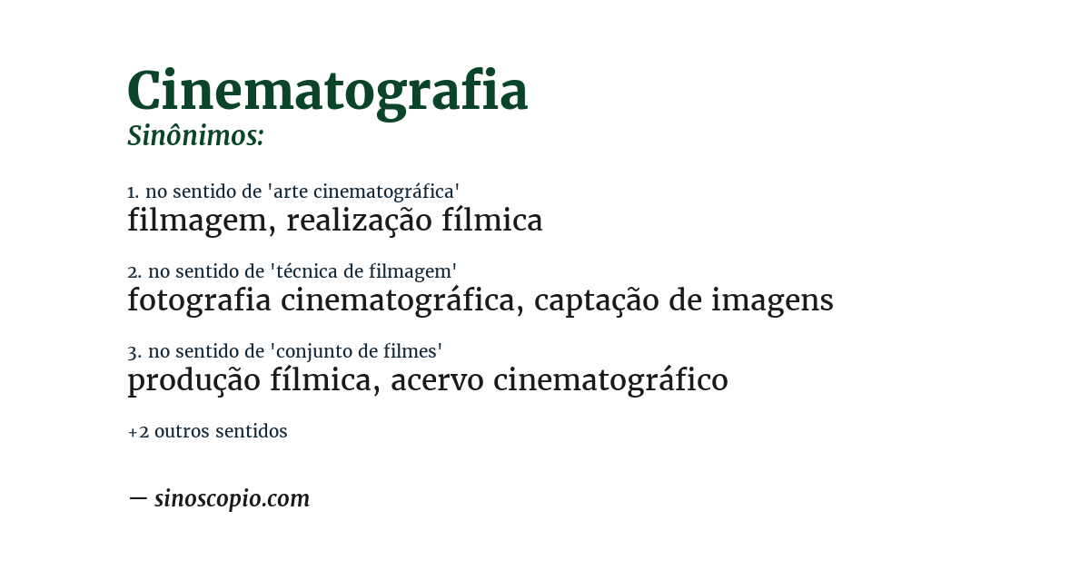Sinônimo de cinematografia