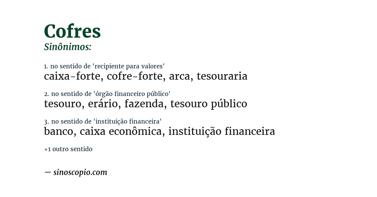 Sinônimo de cofres
