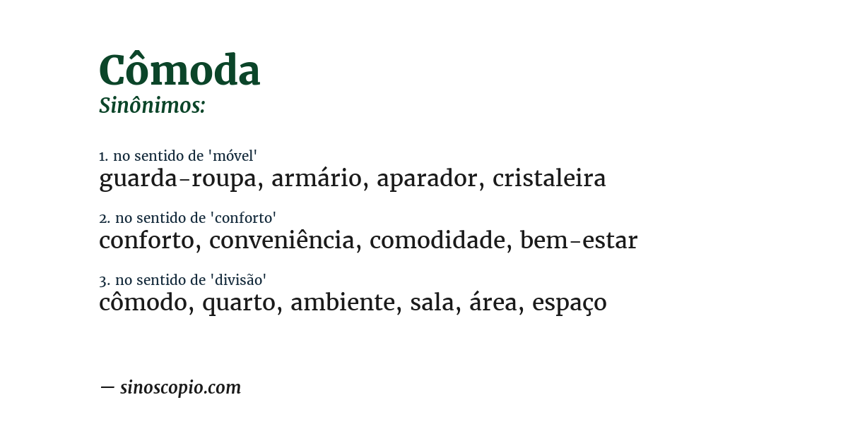 Sinônimo de cômoda