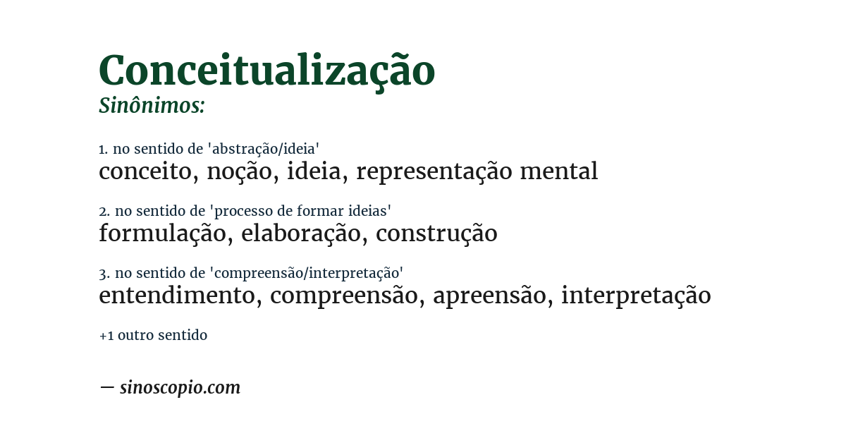 Sinônimo de conceitualização