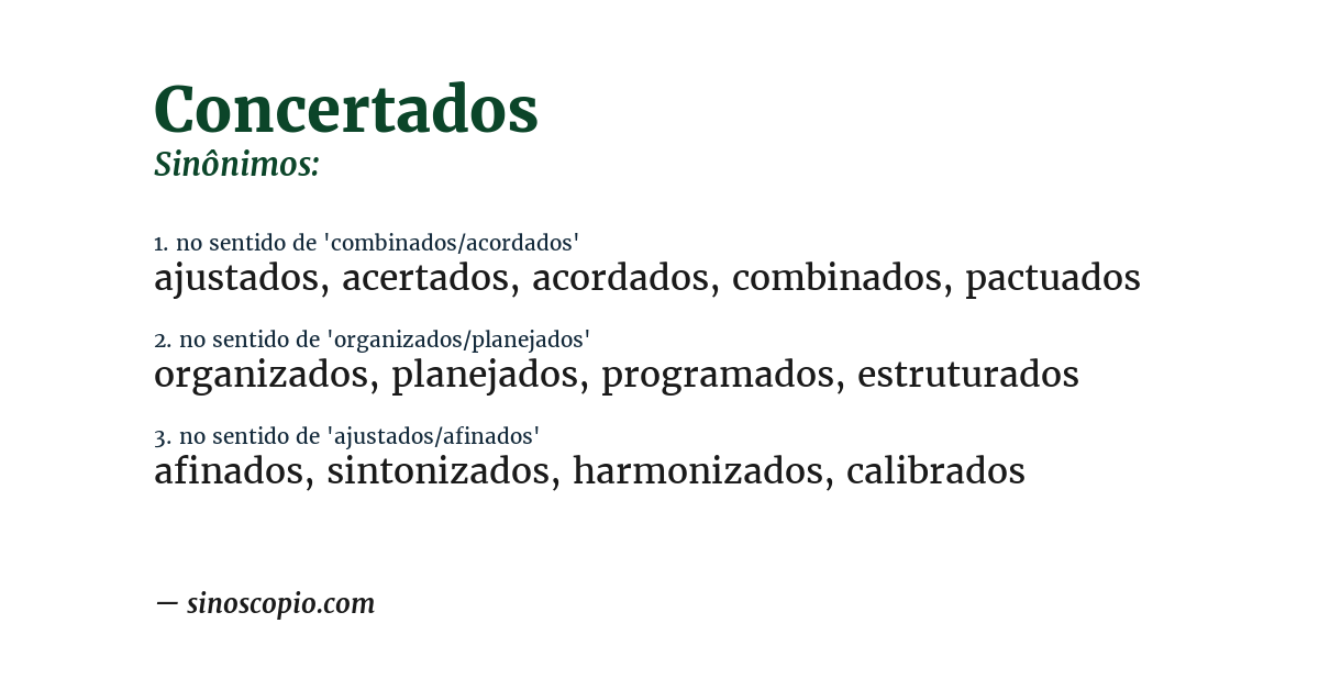 Sinônimo de concertados