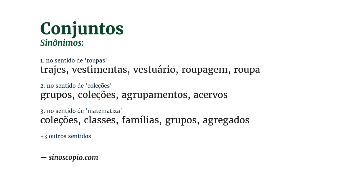 Sinônimo de conjuntos