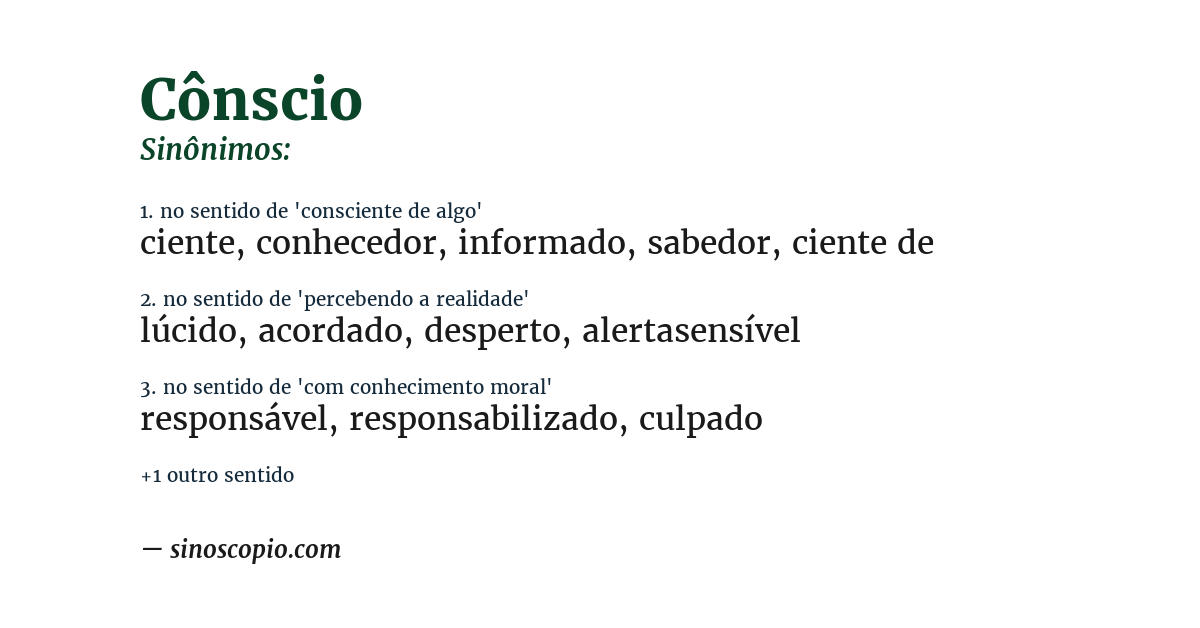 Sinônimo de cônscio
