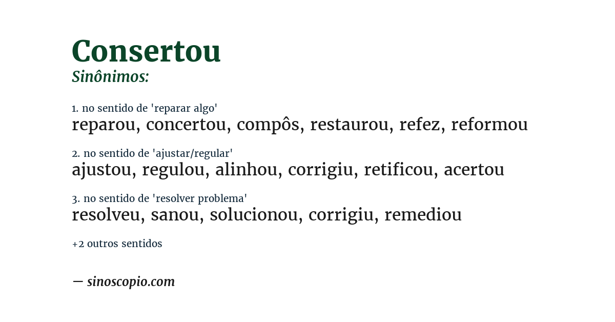 Sinônimo de consertou