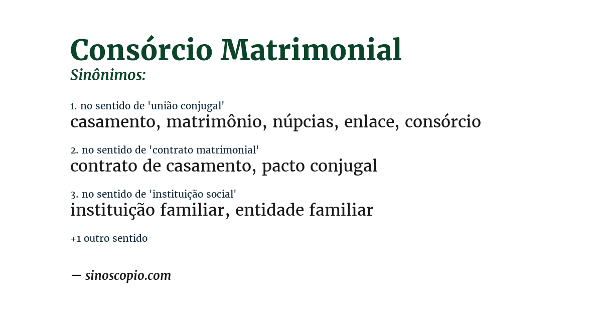 Sinônimo de consórcio matrimonial