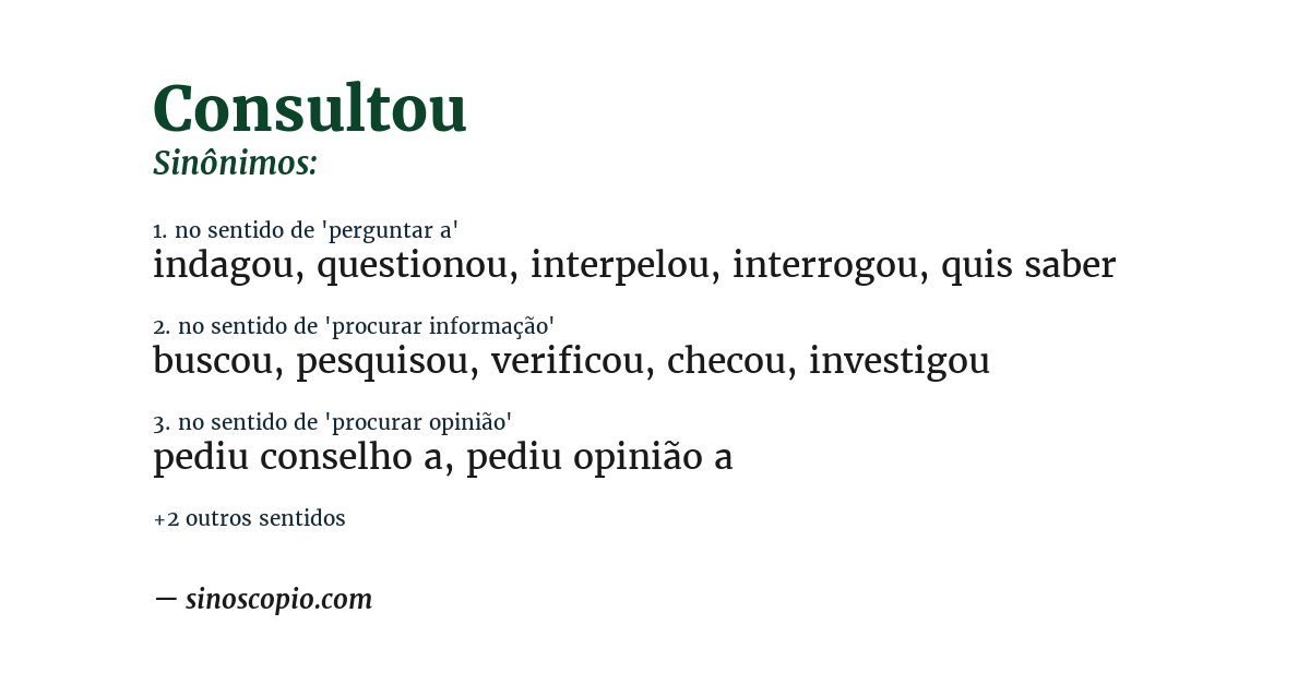 Sinônimo de consultou