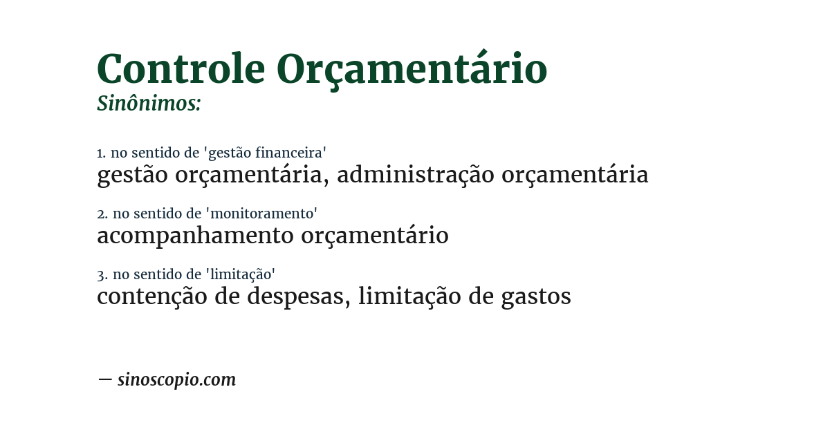 Sinônimo de controle orçamentário