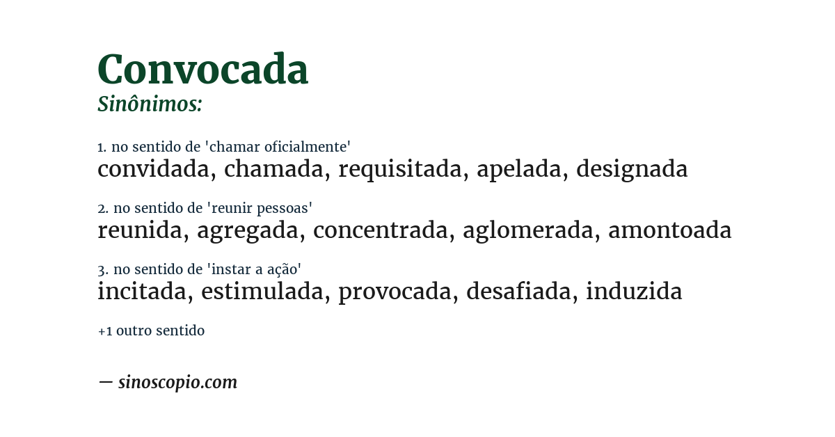 Sinônimo de convocada
