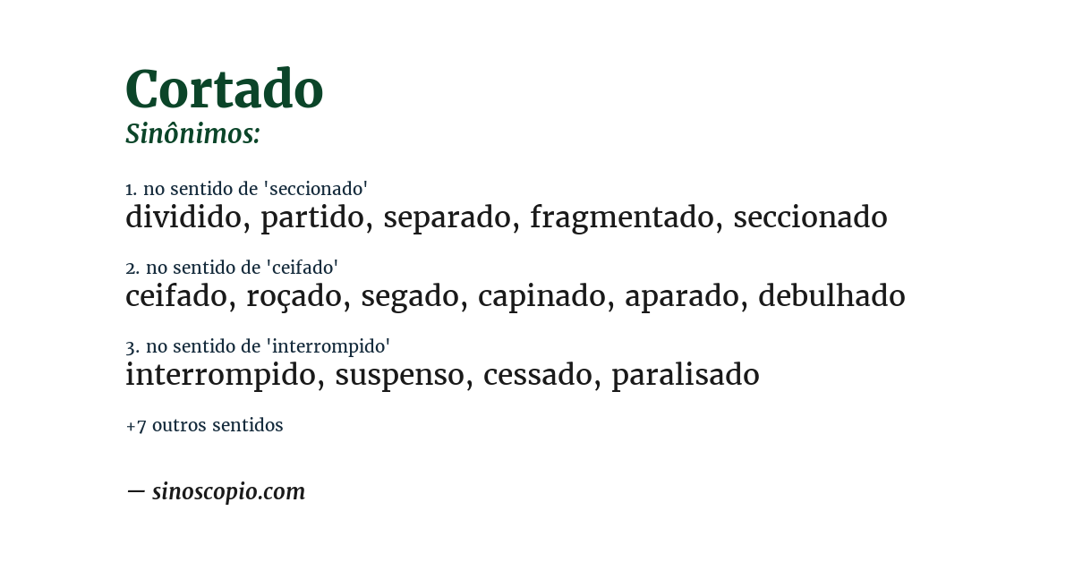 Sinônimo de cortado