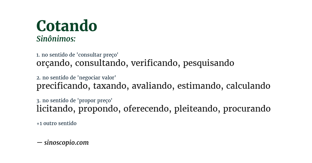 Sinônimo de cotando