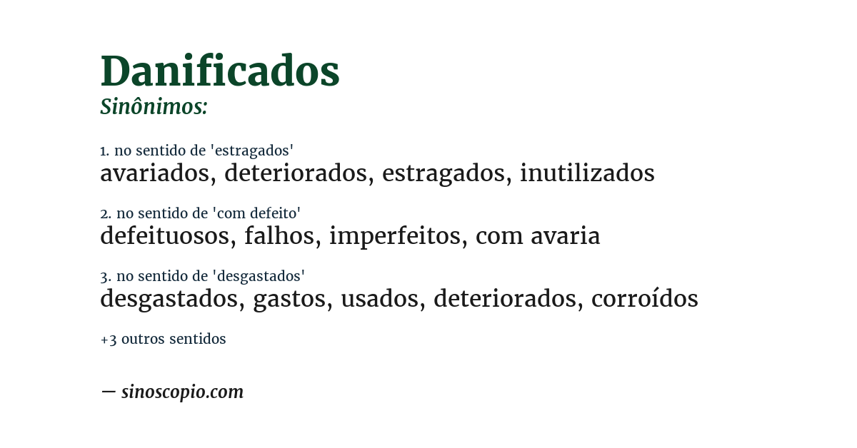 Sinônimo de danificados