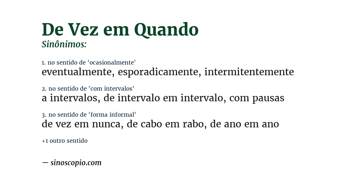 Sinônimo de de vez em quando