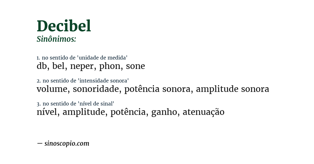 Sinônimo de decibel