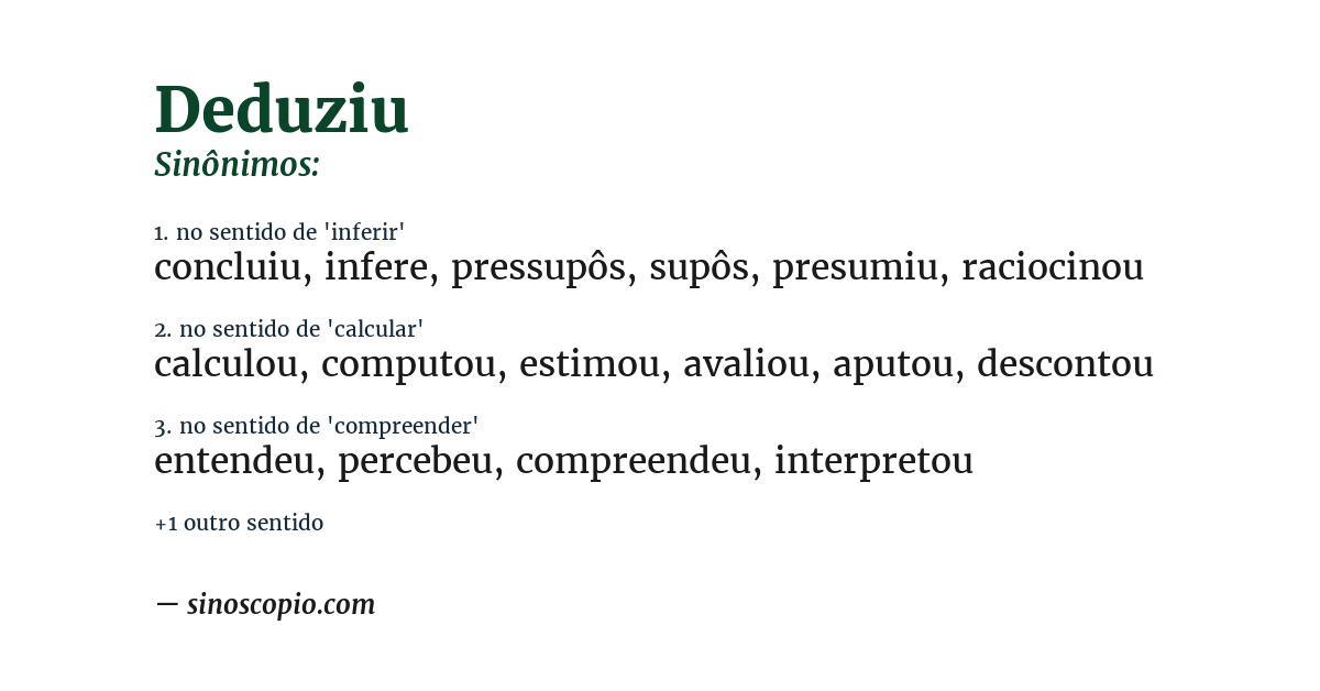 Sinônimo de deduziu