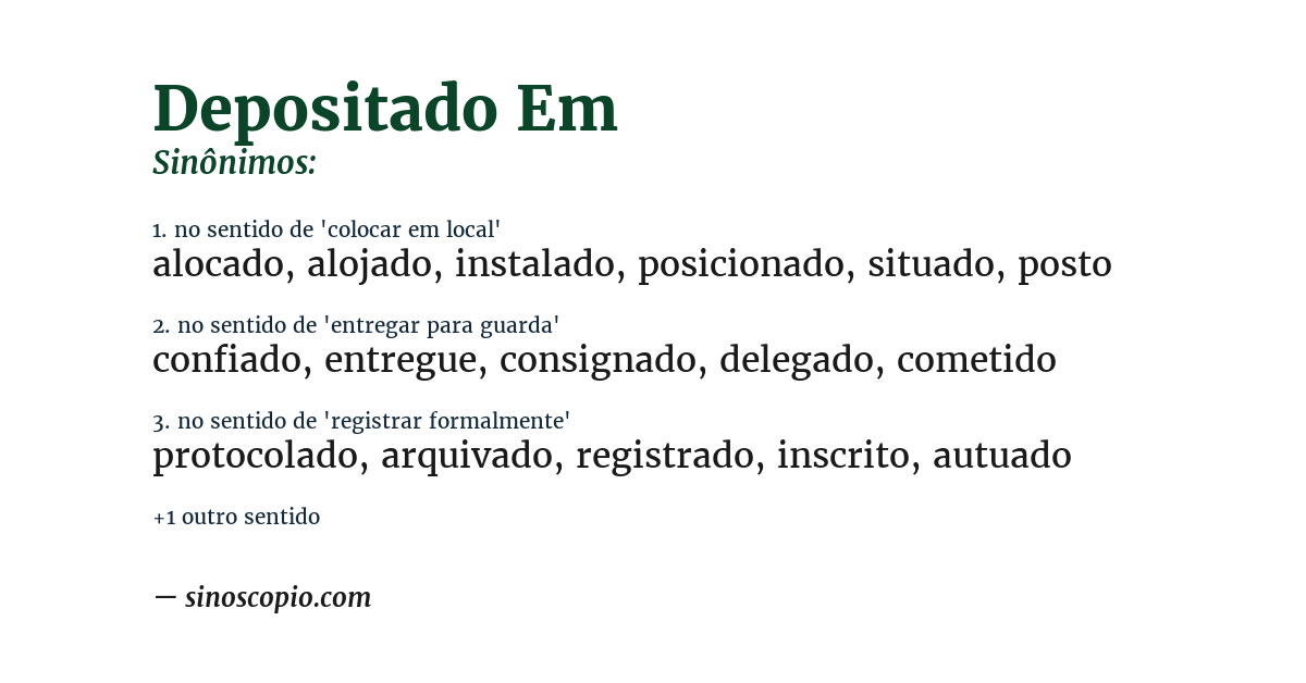 Sinônimo de depositado em