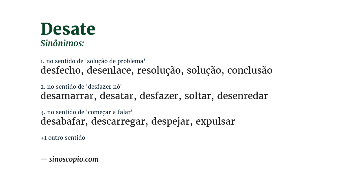 Sinônimo de desate