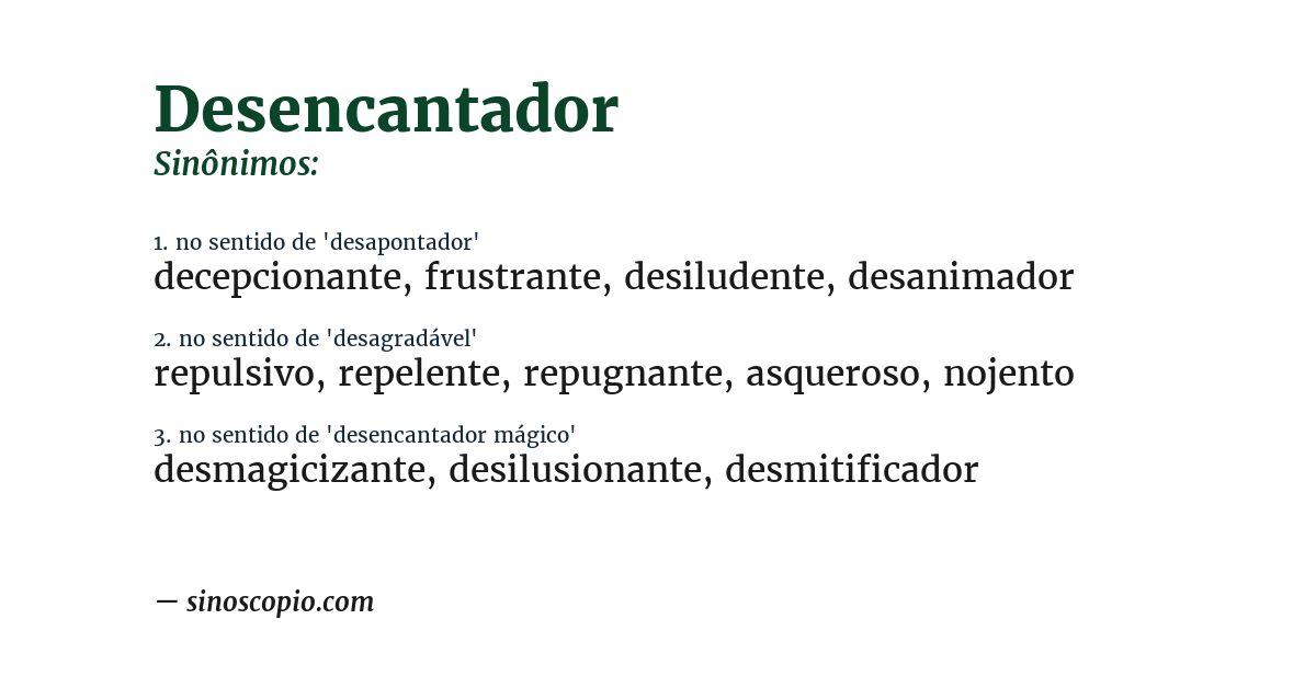 Sinônimo de desencantador