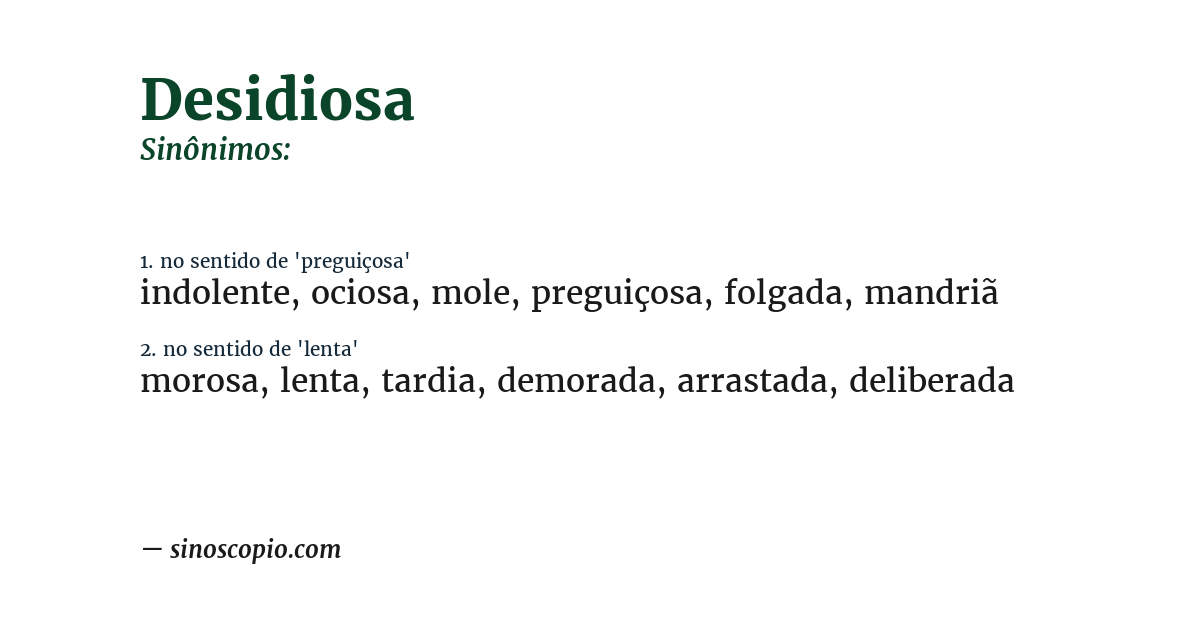 Sinônimo de desidiosa