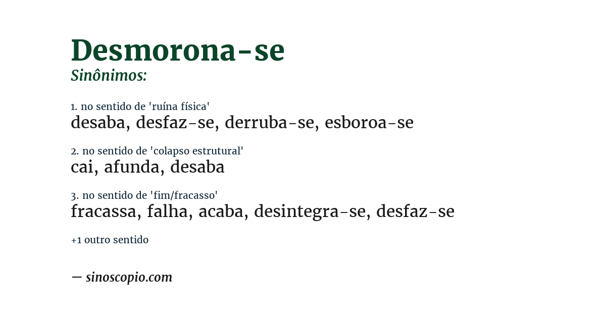 Sinônimo de desmorona-se