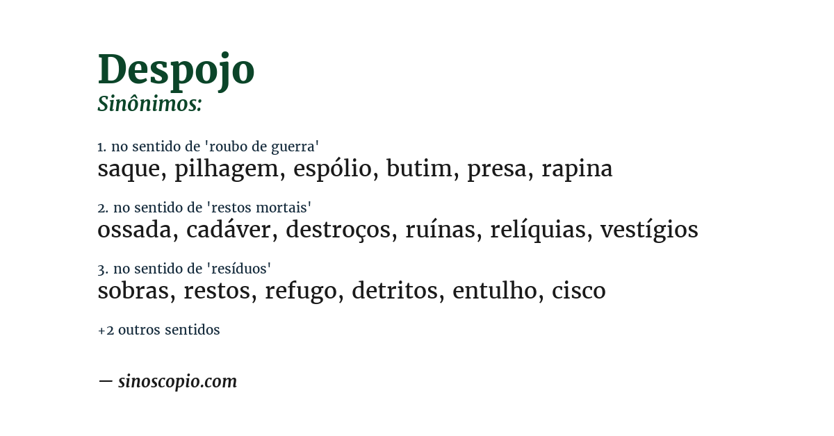 Sinônimo de despojo